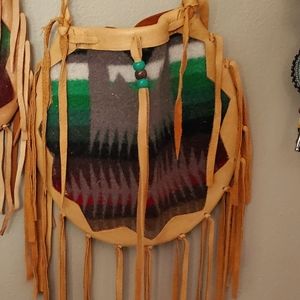 Pendleton pouch handmade with buckskin and fringe